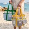 Large Capacity Mesh Swimming Bag Contrasting Color Mesh Handbag Beach Tote Bag Travel