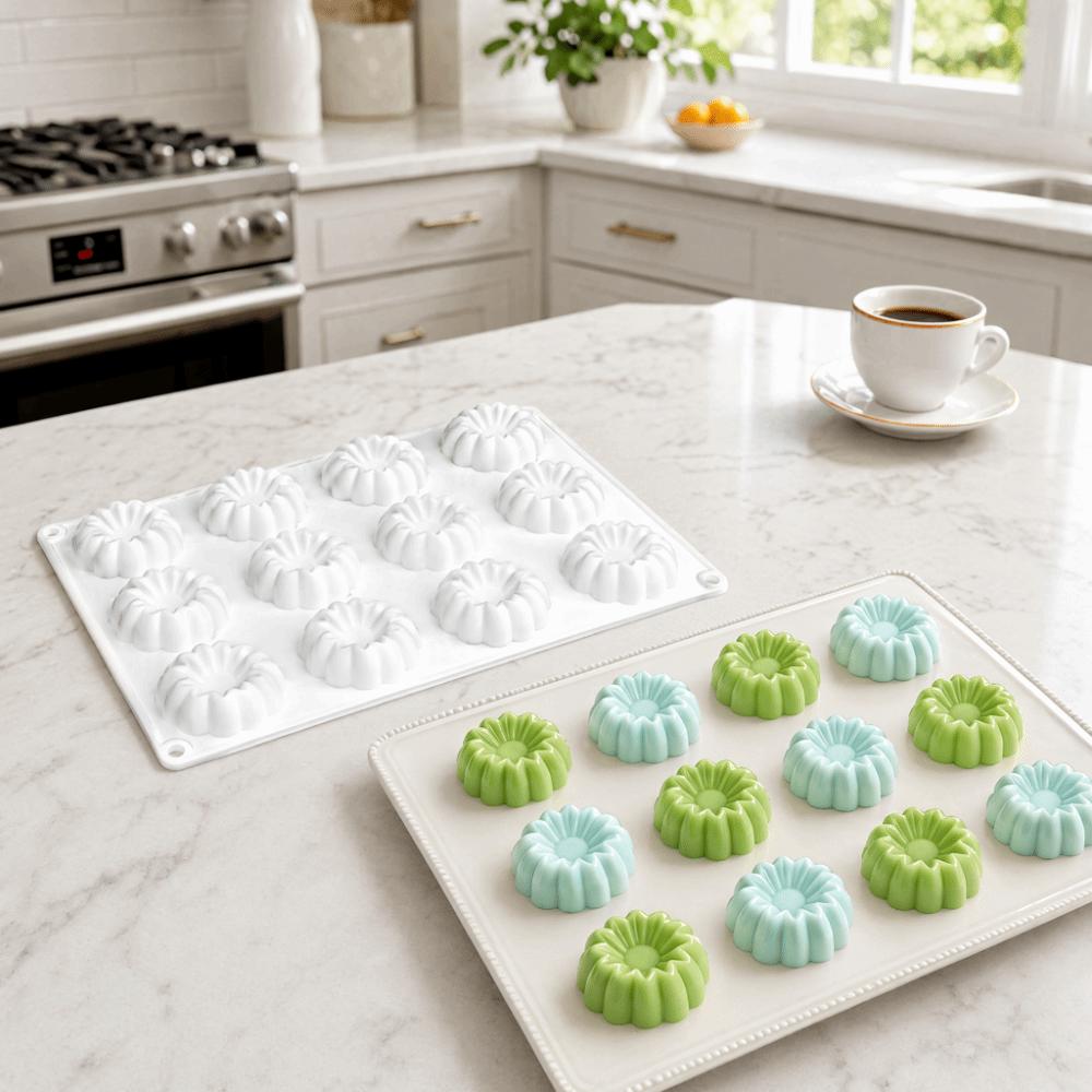 Chrysanthemum Shaped Chocolate Dessert Mold Flat Round Shaped Baking Mould  DIY Baking