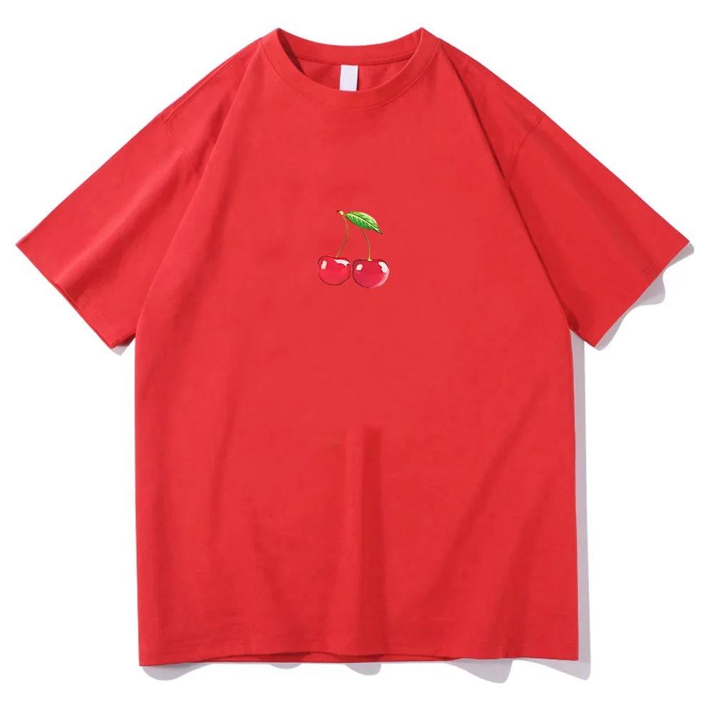 2026 Summer New O-Neck Short Sleeve Unisex Cotton Fashion Cartoon Print Tops Megan Fox Cherry Print T-Shirt Graphic Shirt
