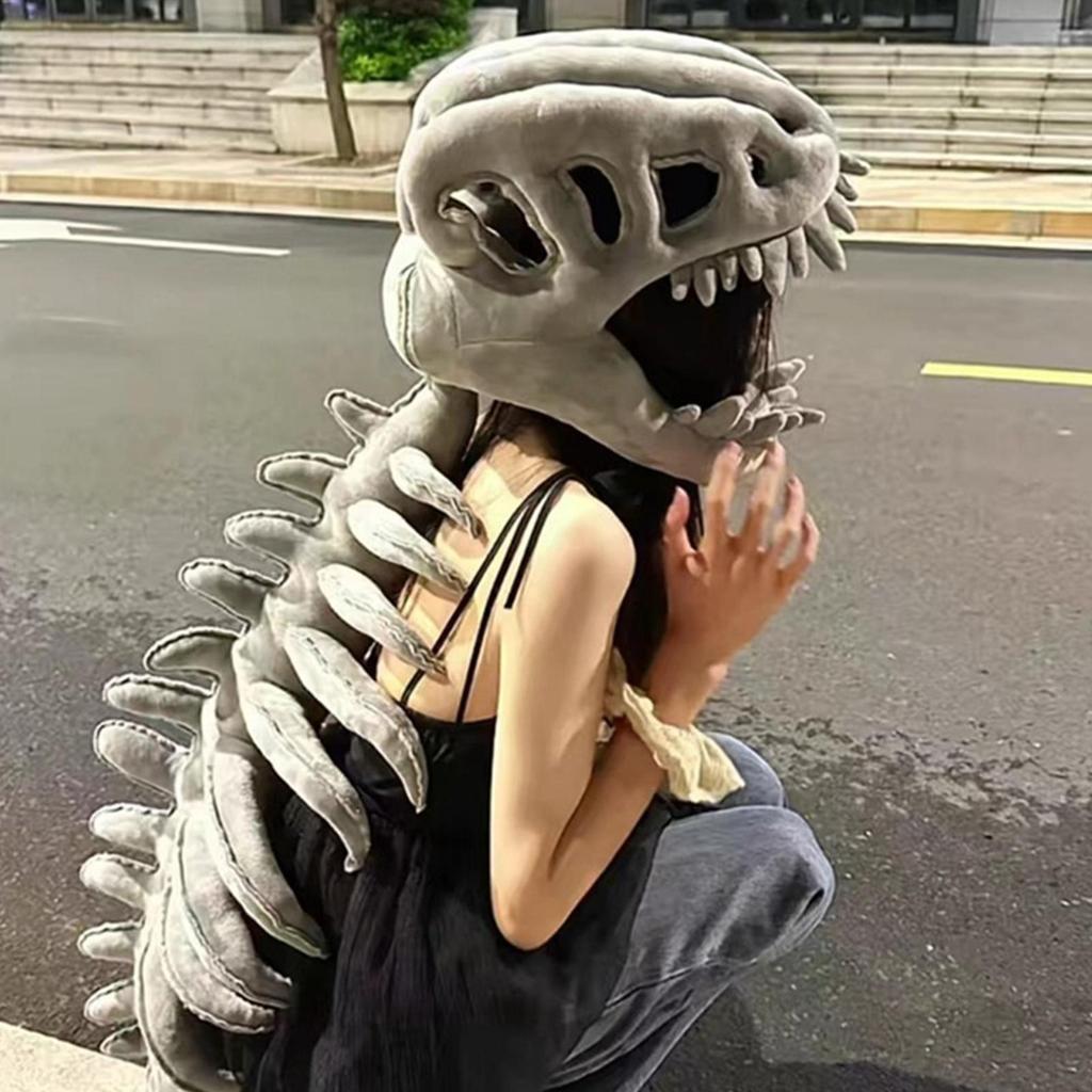 Skeleton Dinosaur Costume Stuffed Animal Halloween Skeleton Outfits for Kids Adults Stage Performance Themed Event Haunted House