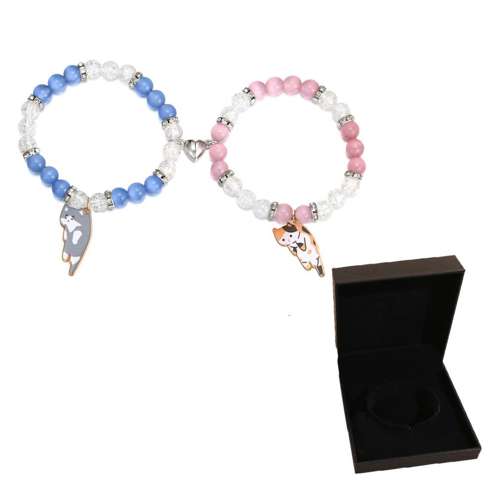 1Pair Beaded Lovers Friendship Bracelet Bangle Cartoon Cat Hand Chain  Couple
