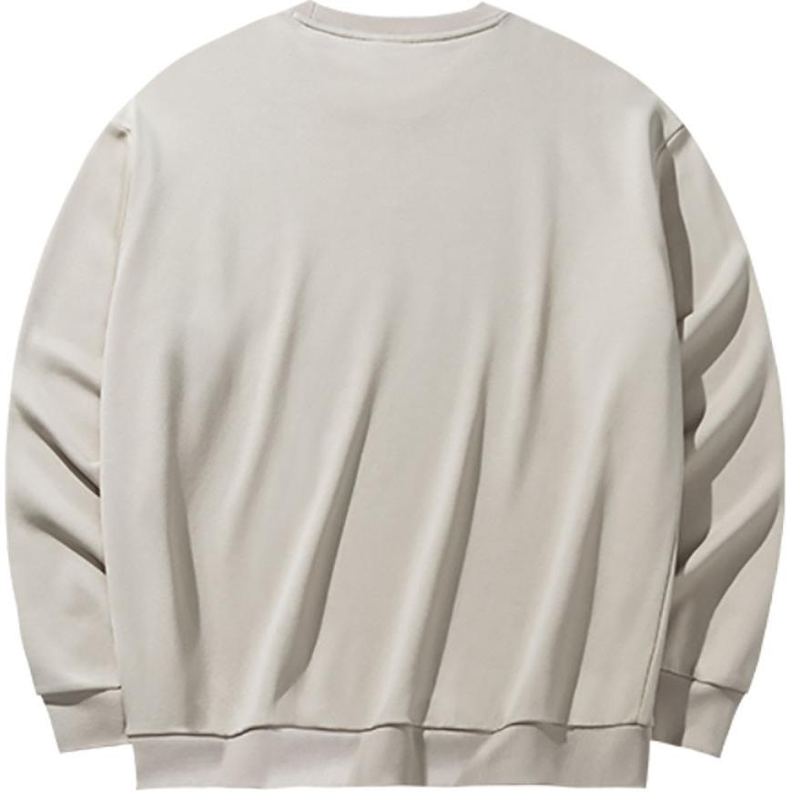 Anta Lifestyle Series Logo Pullover Round Neck Loose Sweatshirt Unisex Sweatshirt Light-Smoke-Gray 952438702-7