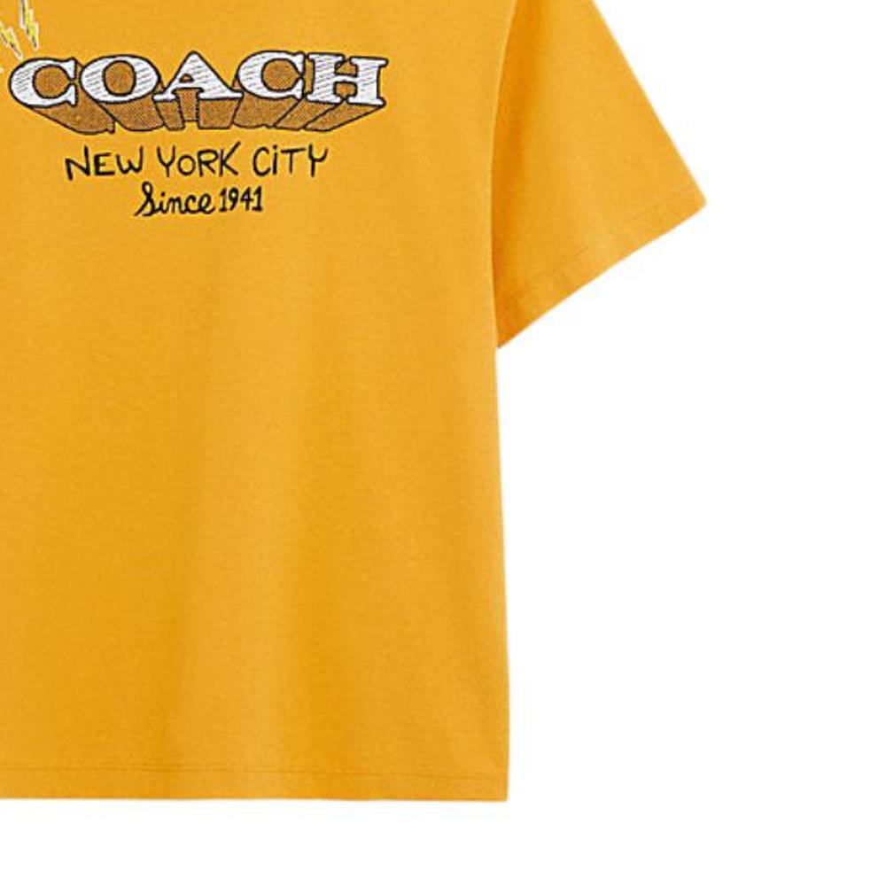 Coach Ss24 Logo Letter Print Round Neck Short Sleeve T-Shirt Women Tops Sunflower CU331-SNF