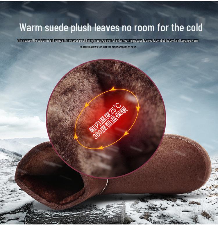 Winter Thick-Soled Snow Boots for Couples: Men's & Women's Warm, Cold-Resistant, Plus Velvet Cotton Shoes