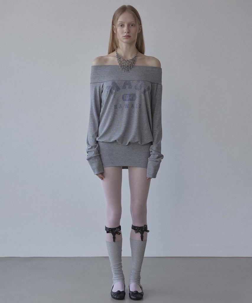 SCULPTOR Maui Off-Shoulder Dress Melange Gray