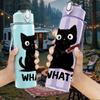 1PC Black Cat Funny Question Print 750ml Color Plastic Sports Water Bottle Leakproof Flip Straw Lid Suitable for Sports Office Home Use