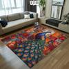 Vintage Peacock Floral Area Rug Non-slip Washable Bohemian Style Floor Mat Soft Carpet for Home Decor with Exotic Peacock Design