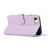 For iPhone 16e Case 3D Rhombus Grid Imprinted Wallet Leather Phone Cover with Lanyard