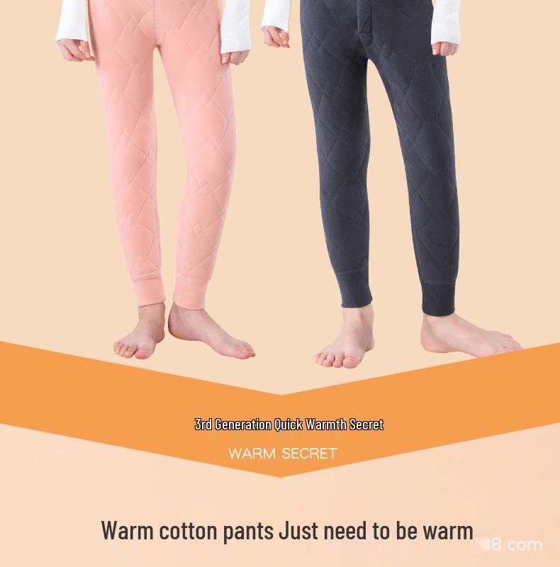 Girls' Winter Thermal Pants: Cotton Inner Layer, Fleece-Lined Wool, Perfect for School Uniforms, Sizes Small to Large.