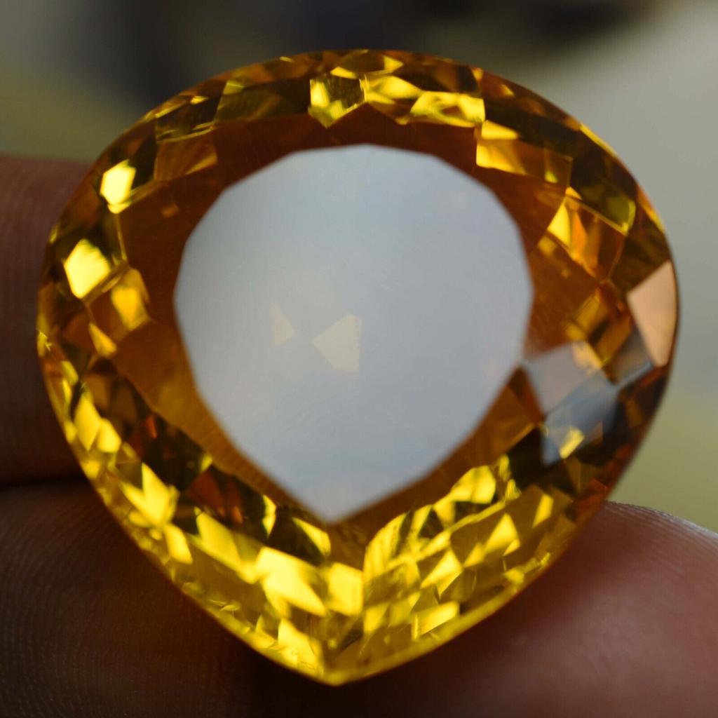 Lab-Created Yellow Sapphire Loose Gemstone Pear 76.40 ct September Birthstone for Gem Collections