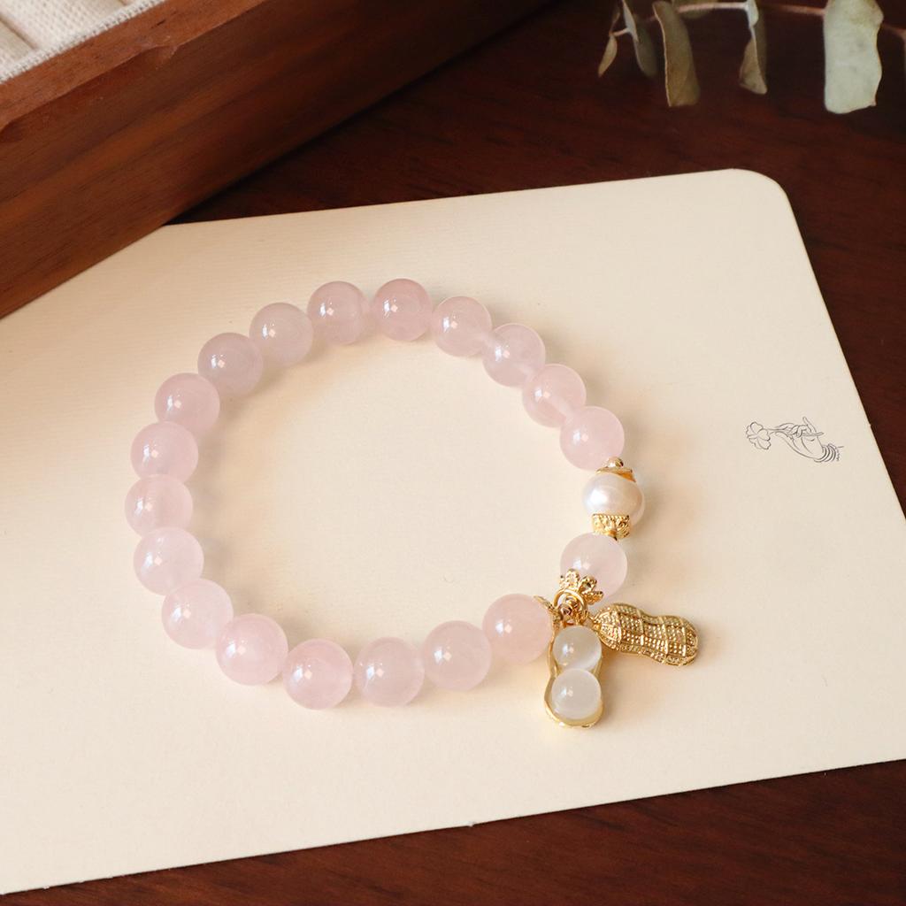 New Chinese Style Natural Pink Crystal Bracelet Lotus Pod Peanut Pendant Jewelry Design Fashion Crystal Bracelet