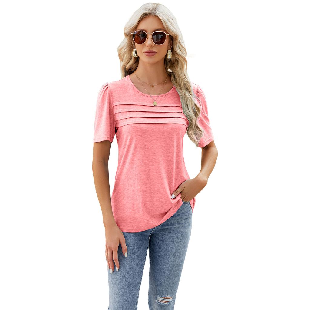 Spring And Summer New Style Daily Comfortable Basic Short Style Loose Short Sleeved T-Shirt Top Vest For Women