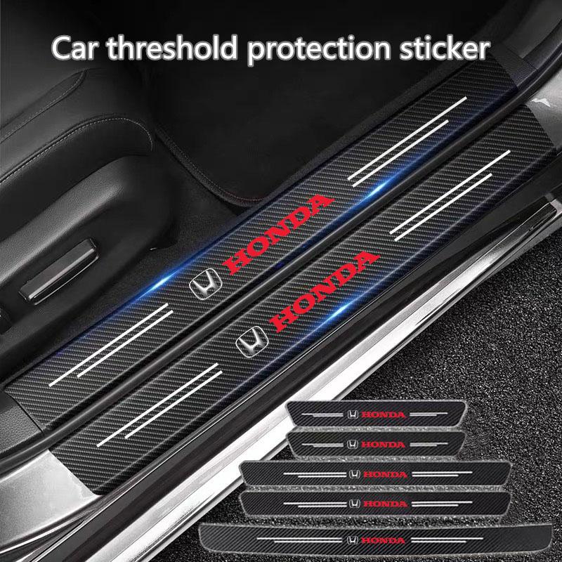 Carbon Fiber Car Door Threshold Sticker Auto Trunk Protective Strip For Honda Civic Fit Jazz Accord Pilot CRV BRV HRV