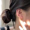 Color Zircon Stud Earrings Women's Love Bone Stud Design Sweet Cool Cochlear Stud Earrings Earrings