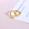 Gold-Plated S925 Silver Open Oval Ring with Bar Design
