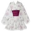 Set Rochie Yukata Galben-Portocaliu cu Obi Tradițional Japonez Perfect pentru Serile de Vară Bon Odori Obon și ca Cadou pentru Fete (100cm, (02)) - Drăguț, eșarfă,