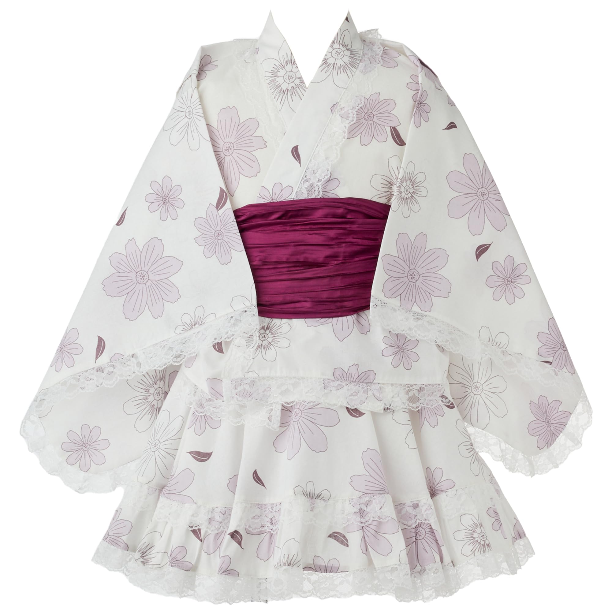 

Набор Юката Маргаритка с оби традиционный японский идеально подходит для летнего вечера Бон Одори Обон и в качестве подарка для Девочек (100см, (02)) - Милый, пояс,