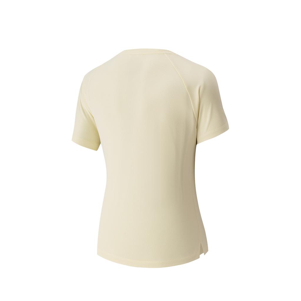 Anta Training Womens Short Sleeve Sports Knitted Top Summer T-Shirt Women Tops Yellow 962627116-1