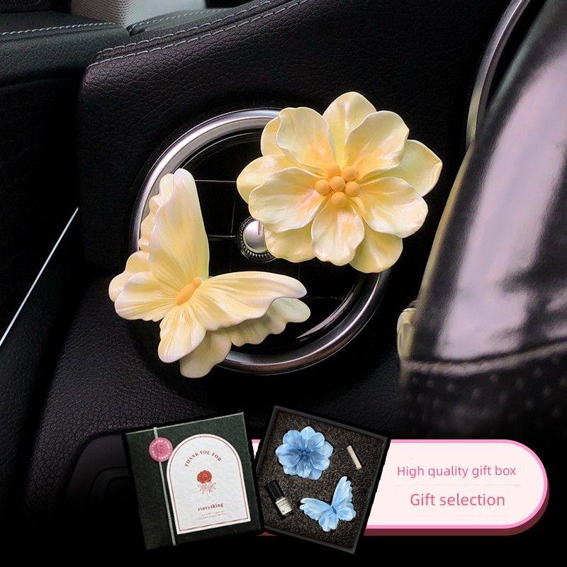2026 New Butterfly Car Air Freshener Perfume Car Vent Decoration for Girls Flower Car Interior Accessories Diffuser Stone