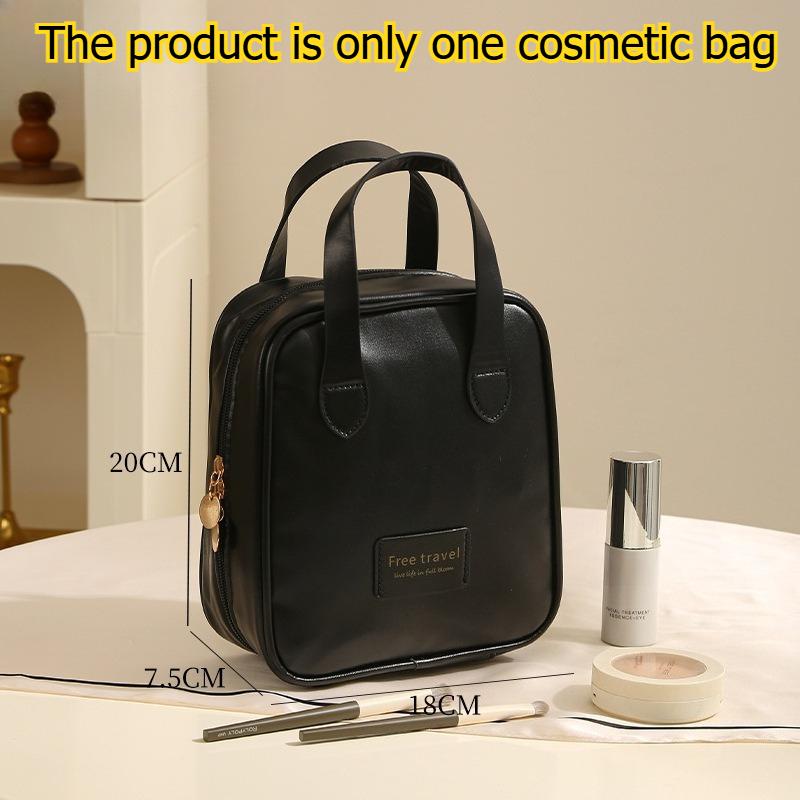 1pcs Portable Handheld Cosmetic Bag Large Capacity Travel Toiletry Storage Pouch Waterproof PU Leather Makeup Organizer