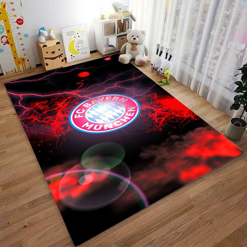 "FC Bayern München Logo Carpet with Red Lightning Design Floor Mat" Suitable for Use As an Anti-slip for Living Room Bedroom Sofas