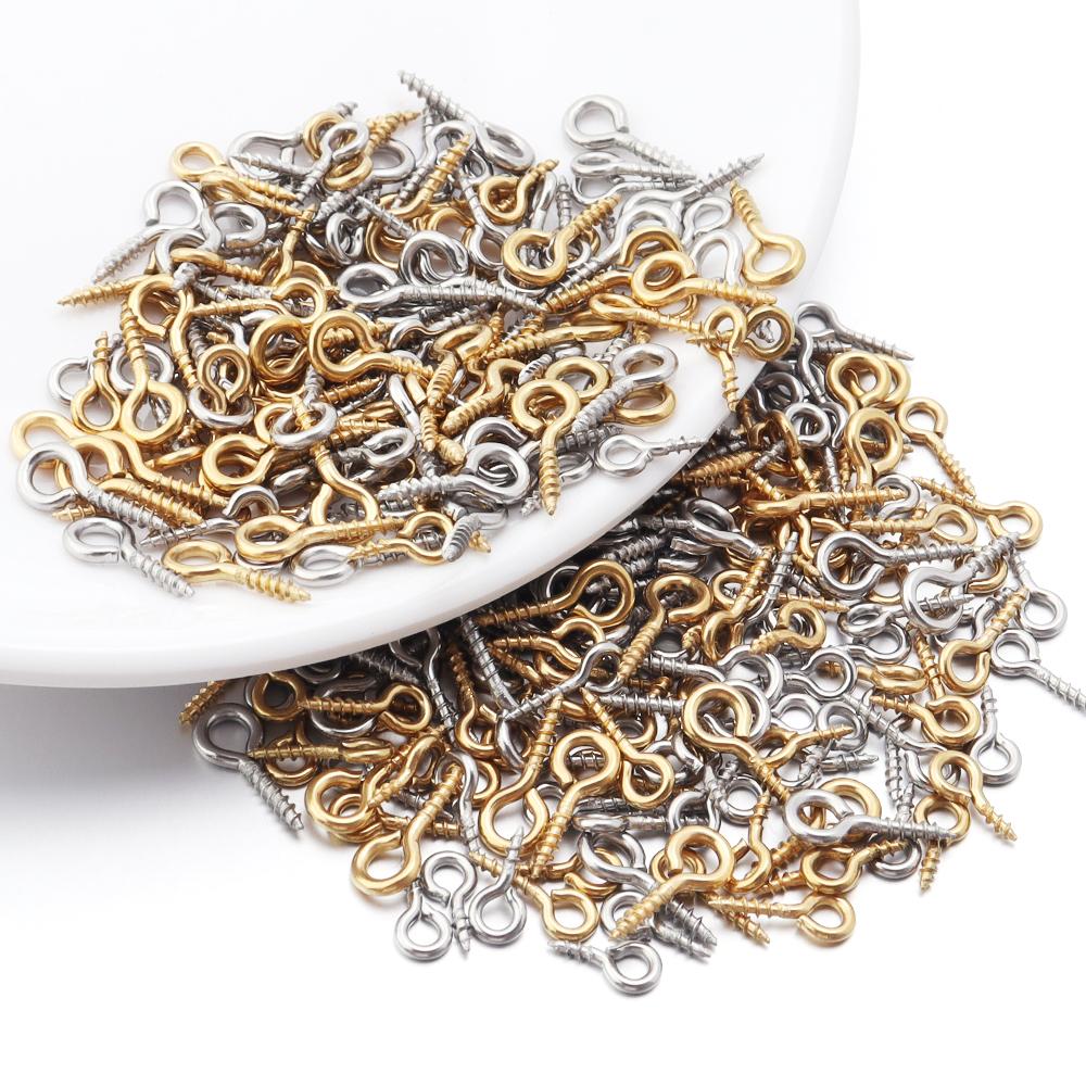 20-50pcs Stainless Steel Tiny Mini Eye Pins For Jewelry Making DIY Pendants Handmade Jewelry Findings Screw Eyes Threaded Hook