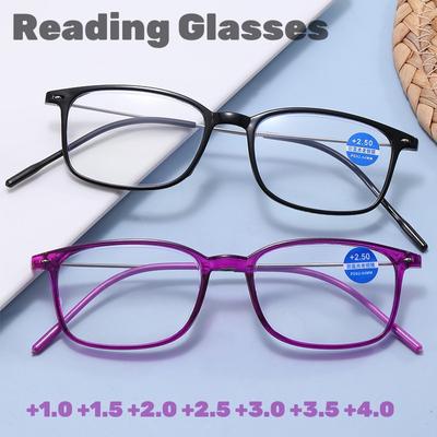 Unisex Fashion Square Lesebrille Laides Anti-blau TR90 Rahmen Brille Vintage Ultraleicht Presbyopie Brille mit Dioptrien
