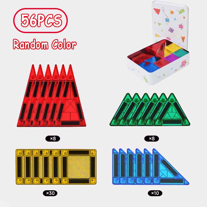 Mini Magnetic Tiles Travel Set Toddler Magnet Building Blocks Constructions STEM Creative Game Kid Iron Box Portable Blocks Toys