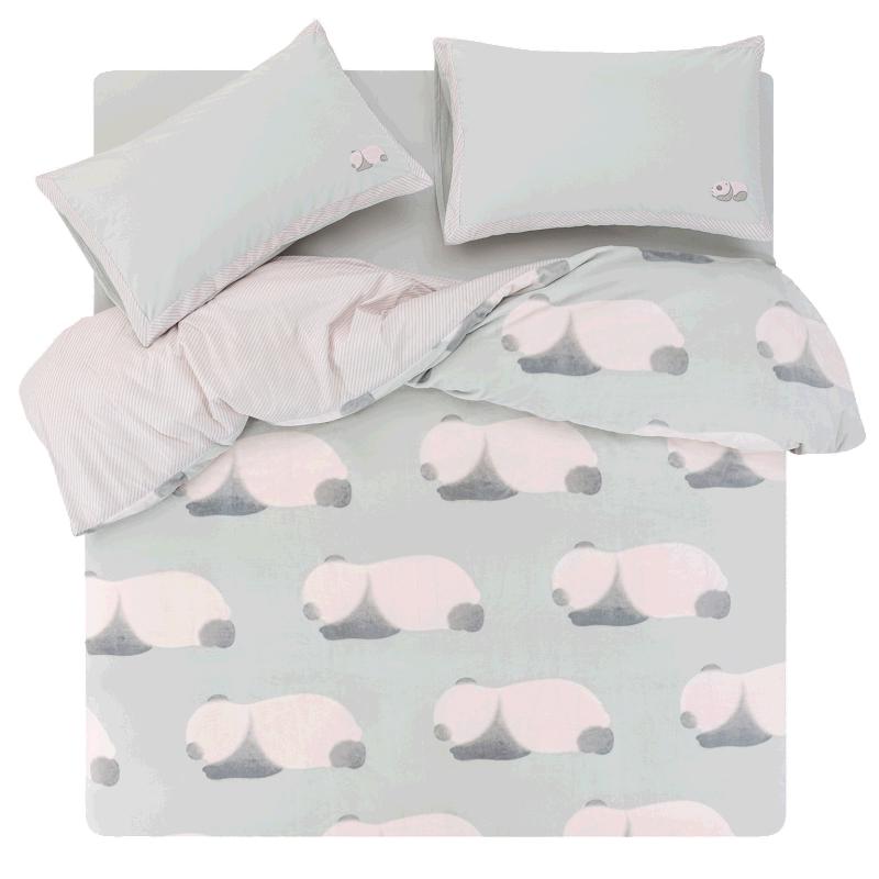 The Beast Shop Panda Pengpeng Flannel 4-Piece Bedding Set 1.8m Bed Fitted Sheet (Duvet 220x240cm)