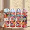 1PC Geometric Square Patchwork Print 750ml Color Plastic Sports Water Bottle Leakproof Flip Straw Lid Suitable for Sports Office Home Use
