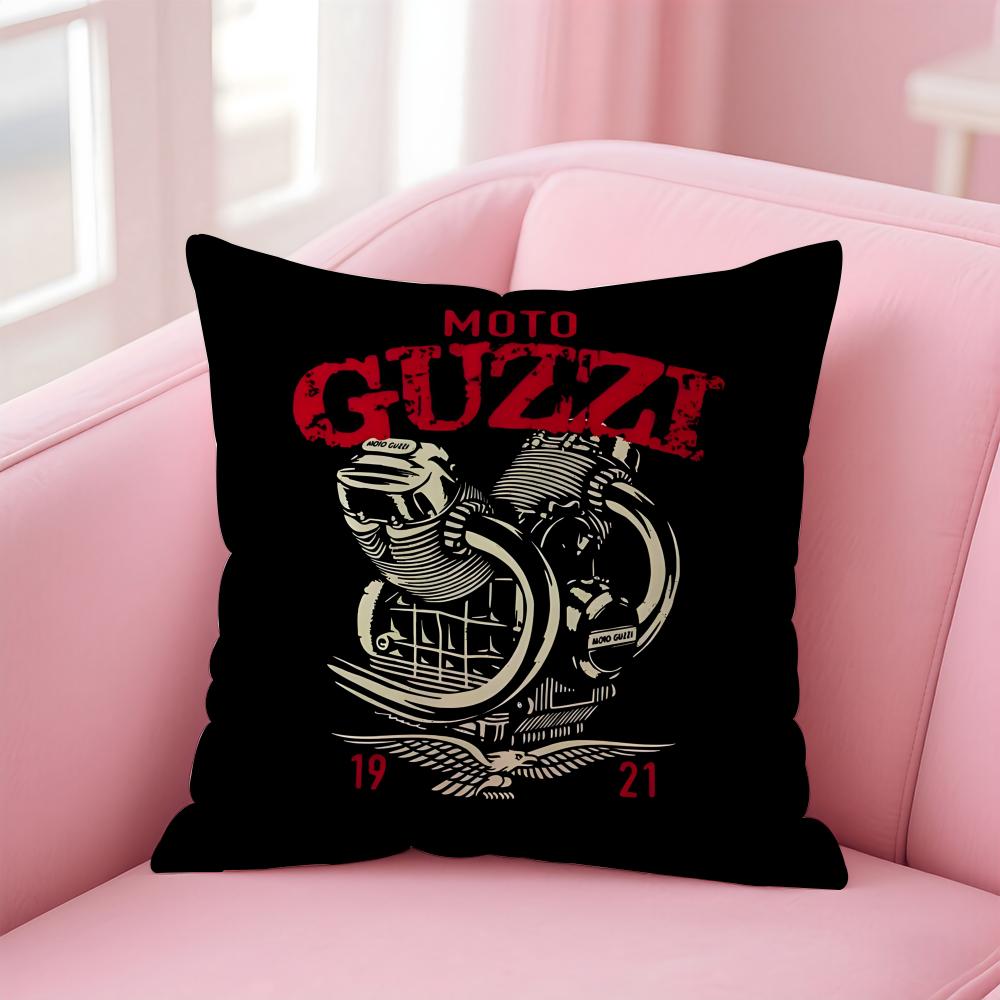 Classic Italian Brand MMoto Guzzi Cushion Cover Pillowcase Short Plush Invisible Zipper Room Sofa Cushion Cover