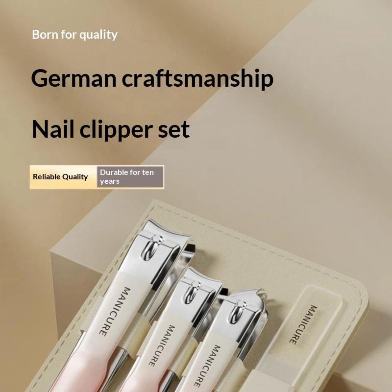 Stainless Steel Nail Clipper Set With Ultra Sharp Blades Portable Case For Home Travel Manicure Grooming