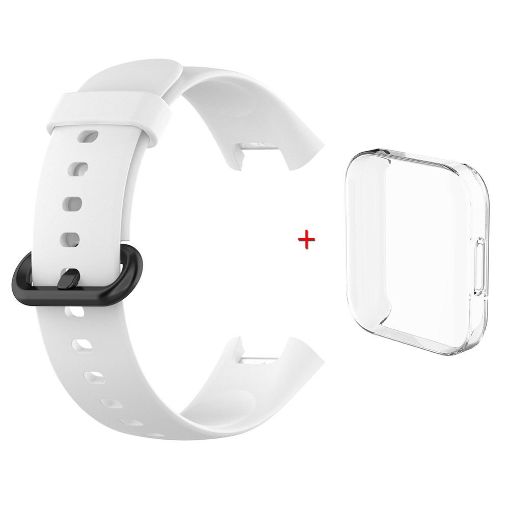 For Redmi Watch 2 Lite Silicone Strap+Case Watchband With Black/Same Color Buckle Wristband and Transparent Watch Shell