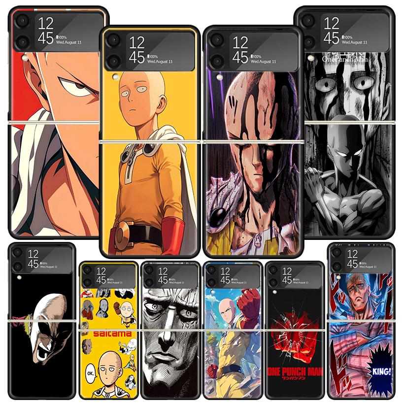 One P-Punch-Man Saitama King Phone Case For Samsung Z Flip 7 6 5 4 3 Galaxy ZFlip7 ZFlip6 ZFlip5 ZFlip4 ZFlip3 5G Print Cover