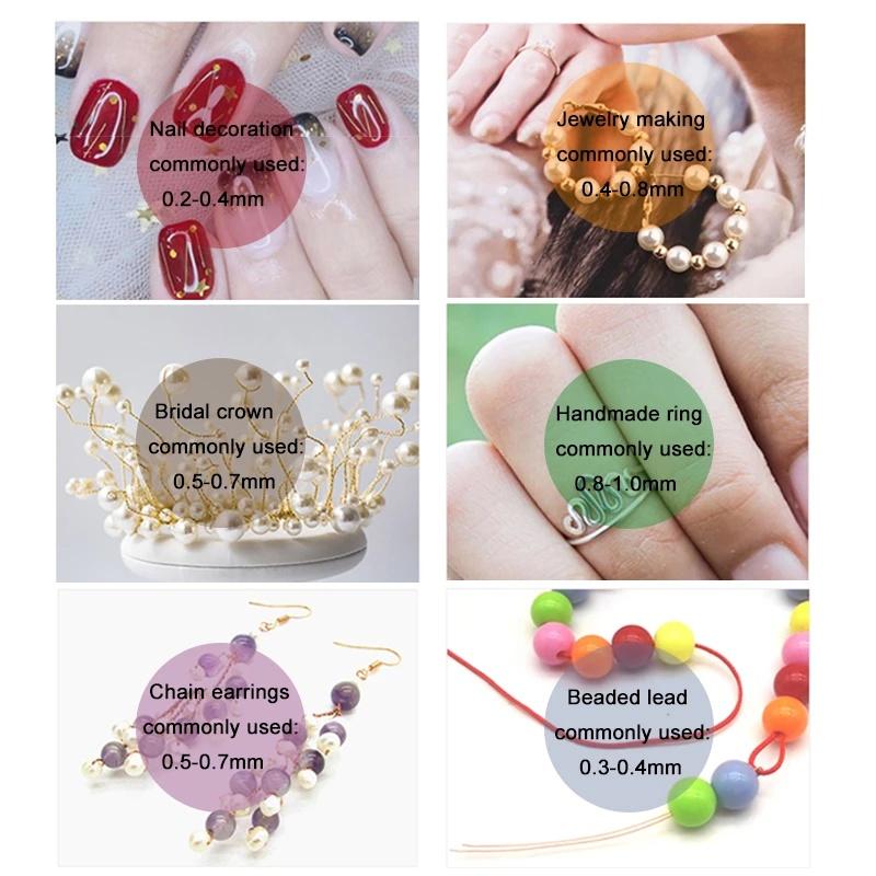 0.2-1mm zilver/goud/roségoud koperdraad voor Armband Ketting DIY Kleurvast Kralendraad Sieradenkoord String voor Knutselen
