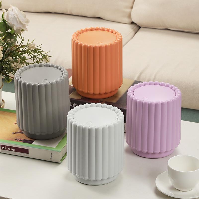 Yongsheng 2518 Sunflower Mini Desktop Trash Can with Press-Top Lid for Household Desk Storage