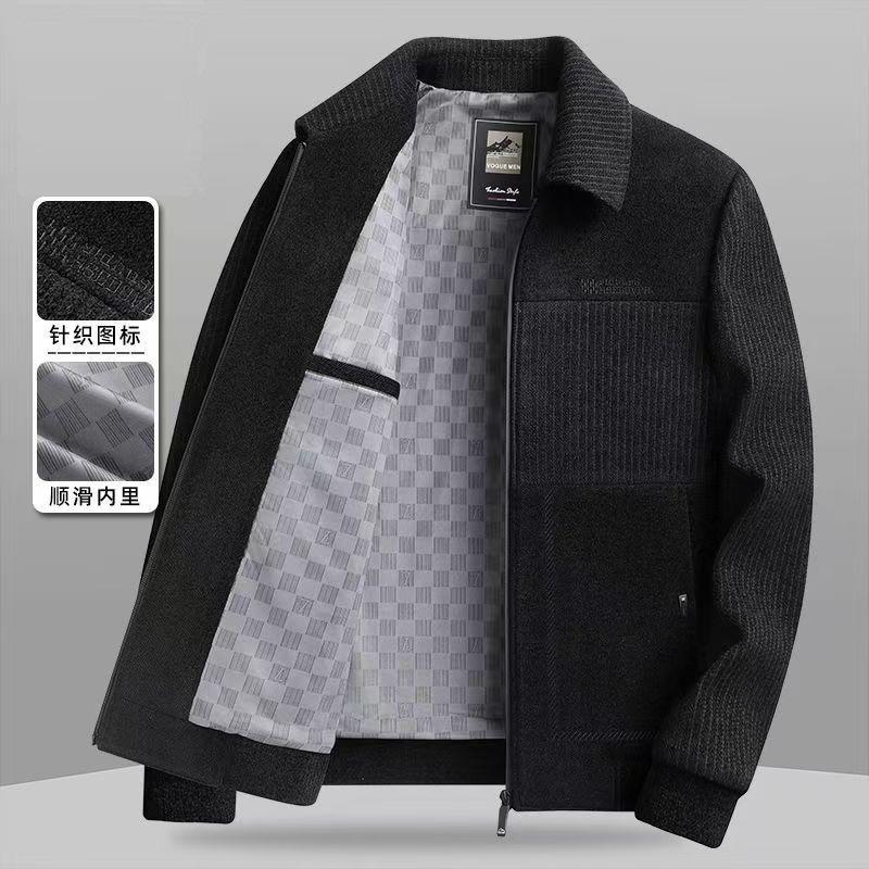 Spring and Autumn New Dad Jacket Medium and Old Jacket Men's Middle-aged Men's Loose Lapel Chenier Casual Jacket
