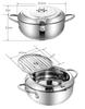 Japanese Deep Frying Pot with a Thermometer and a Lid 304 Stainless Steel Kitchen Tempura Fryer Pan 20 24 Cm