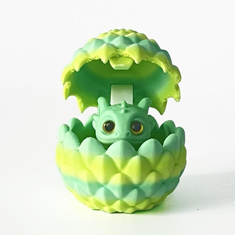 

3D Printed Decorative Ornament Mini Dragon Egg with Little Dragon Inside Suitable for Furniture and Desktop Home Decor Christmas зелений