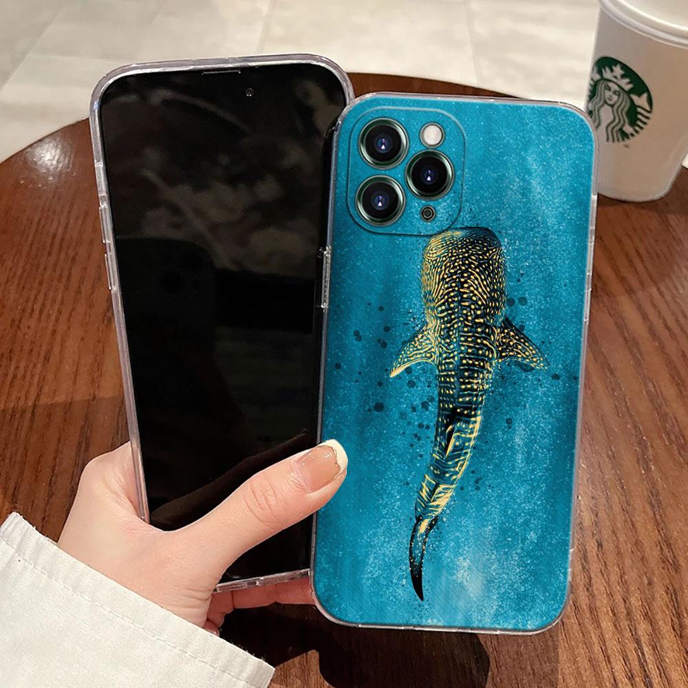 Ocean Whale Shark Swimming Case For Apple iPhone 17 16 15 14 13 12 11 Pro Max 16 Plus 16E 17Air 17Pro Phone Cover Silicone Funda