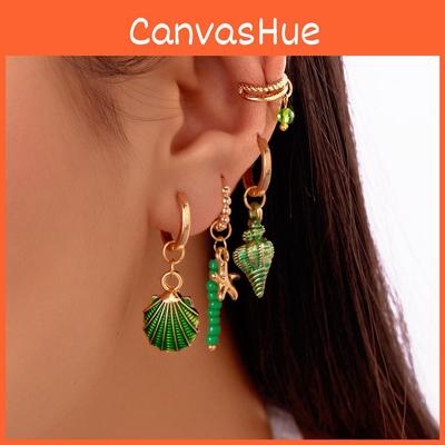 Mermaid Marine Conch Earrings For Girls With Electroplated Finish Beach Vacation Accessory
