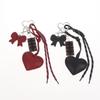 Fashionable Retro Bow Heart Bag Charm Y2K Ins Style Woven Rope Keychain Pendant Girly Trendy Car Key Holder Gifts