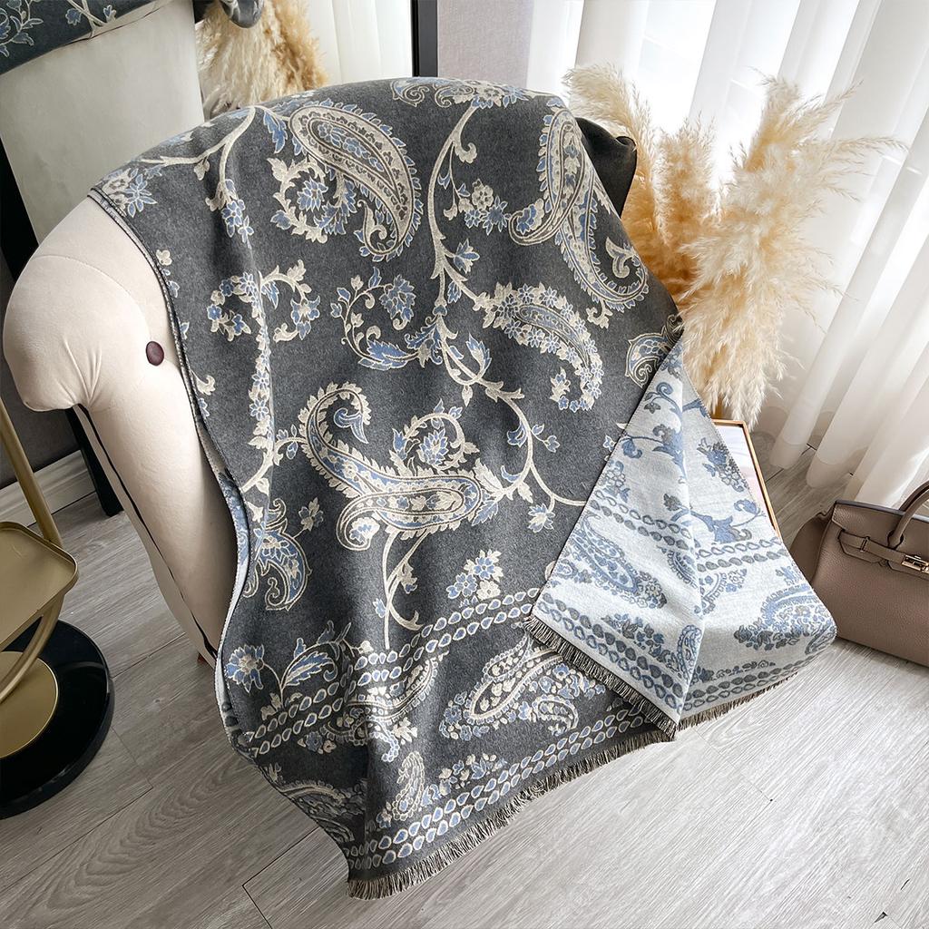 New Jacquard Pashmina Imitation Cashmere Winter Thick Warmth Paisley Two-Sided Shawl Cold And Wind Resistant Blanket Scarf