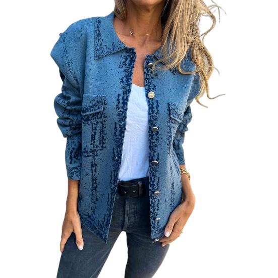 

Осенне-весеннее пальто с карманом-клапаном, отложным воротником, длинными рукавами, однобортное, винтажное, повседневная одежда, верхняя одежда для активного отдыха, повседневная куртка M синий