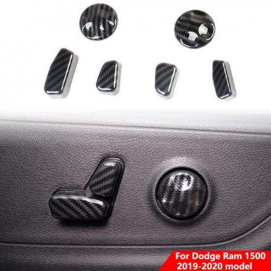 Carbon Fiber Style Inner Seat Adjustment Button Trim Cover For Dodge Ram +