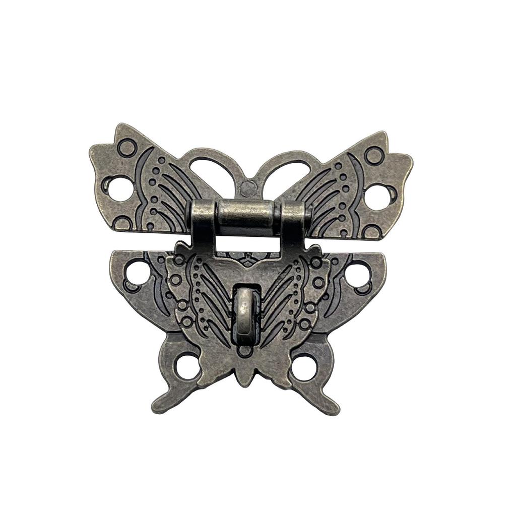 Antik grön brons fjärilslås för trälådor och kistor