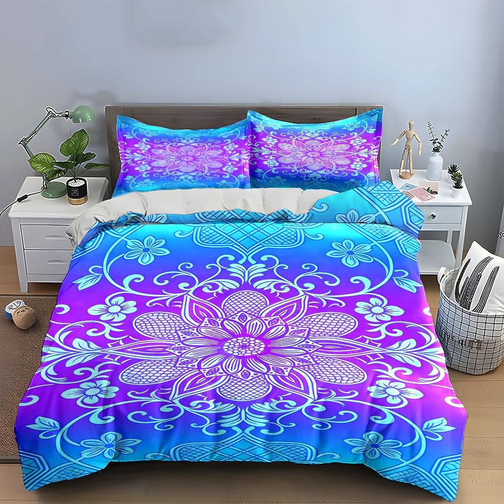 Mandala with floral motifs. Bedding sets Duvet cover sets Duvet covers Pillowcases(1* Duvet Cover 2* Pillowcases without duvet insert)