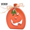 Durable Painted Wood Decor Halloween Indoor Wooden Pumpkin Table Sign, Spooky Tabletop Block Small Fall Signs Tiered Tray Centerpiece for Office Home