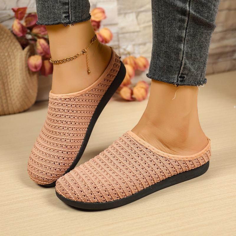 Woven summer women's shoes, one pedal, fly-woven breathable half-towed bag head flat bottom, casual versatile fisherman shoes