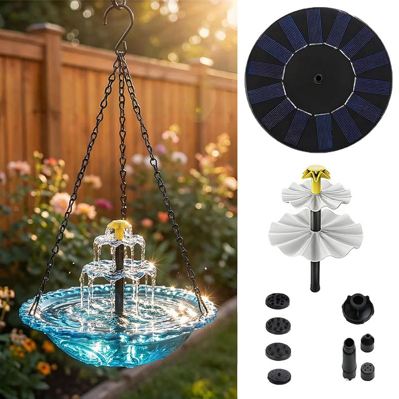 

1pc Solar Garden Hanging Bird Bath Fountain 3 Layers Outdoor Hanging Birdbaths With Solar Fountain With Solars Pump & Glass Bowl XS（old）